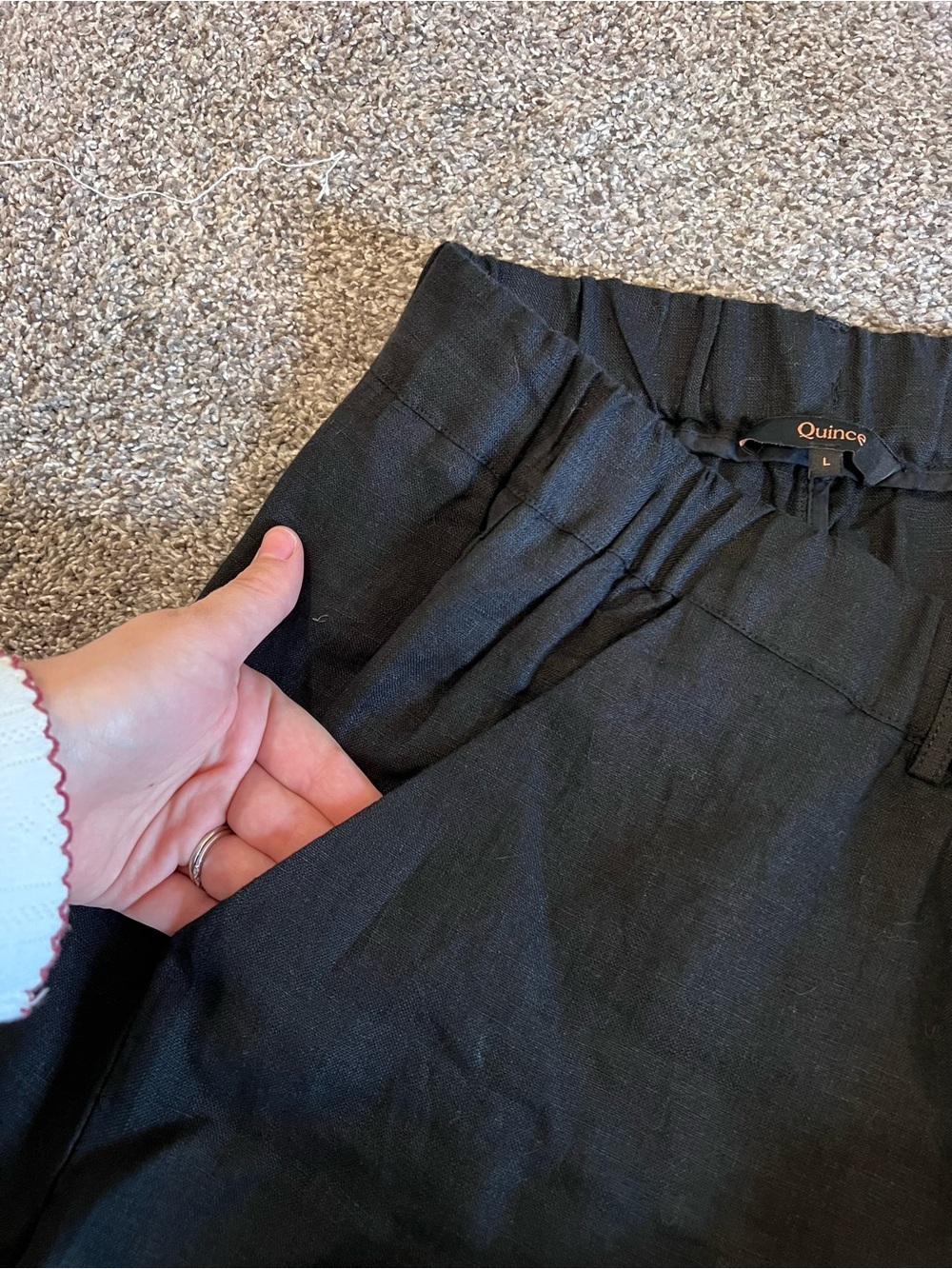 Quince 100% European Linen Pants Black L - Picture 8 of 14